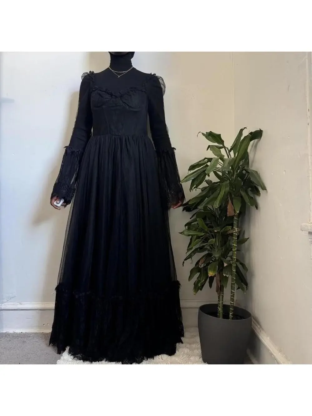 NWT Dolls‎ Kill Widow Dark Romance Gothic Corset Maxi dress Large - L